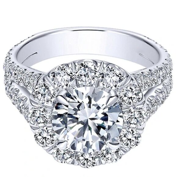 💞Engagement Double Layer Round CZ Bridal Wedding Ring for Women, UNVN12291 - Picture 1 of 4